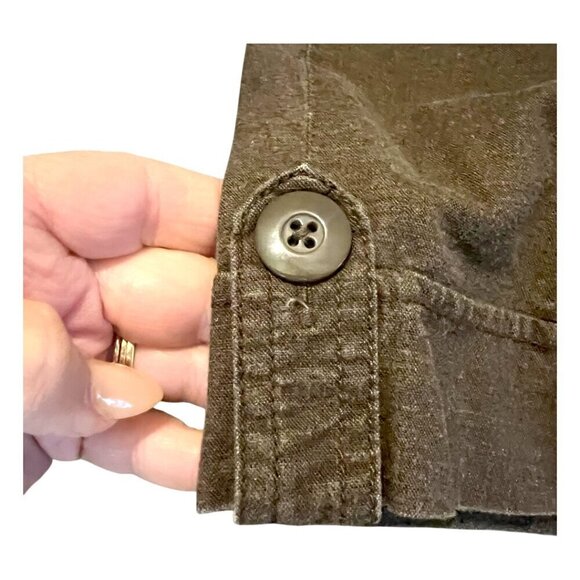 Willi Smith Women's Stone Washed Linen Blend Brown Casual Shorts Cuffed Hem 10 - Picture 4 of 12